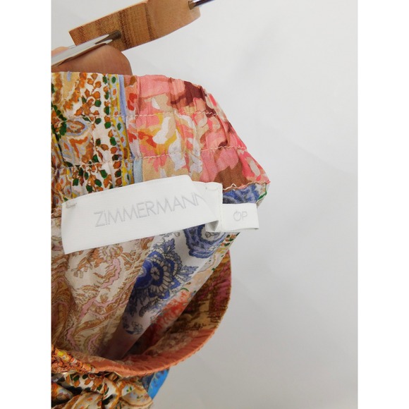 ZIMMERMANN Devi Relaxed Pant Patchwork Wide Leg Silk Paisley Floral Print Size 0 - Picture 5 of 6